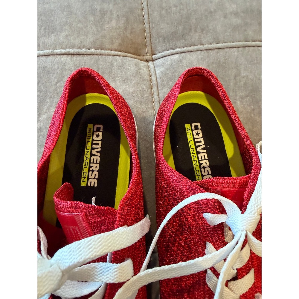 Converse All Star Red Knit Low Top Sneakers Mens 9.5 Womens 11.5 Lunarlon - Picture 2 of 5